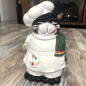 Vintage 1996 Tuxedo Cat Chef Large Ceramic COOKIE JAR